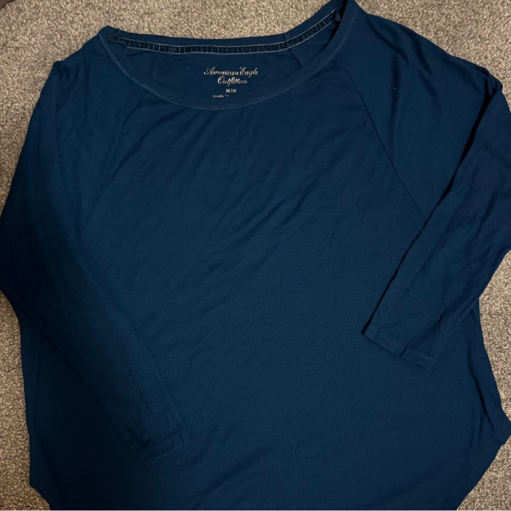 American Eagle Outfitters Deep Blue Long Sleeve Top 🦅